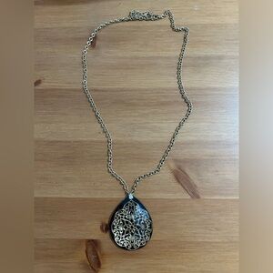 Black and gold filigree necklace